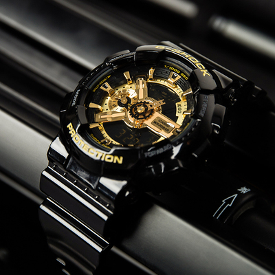 香港直邮casio卡西欧手表男gshock大黑金运动防水男表ga110gb