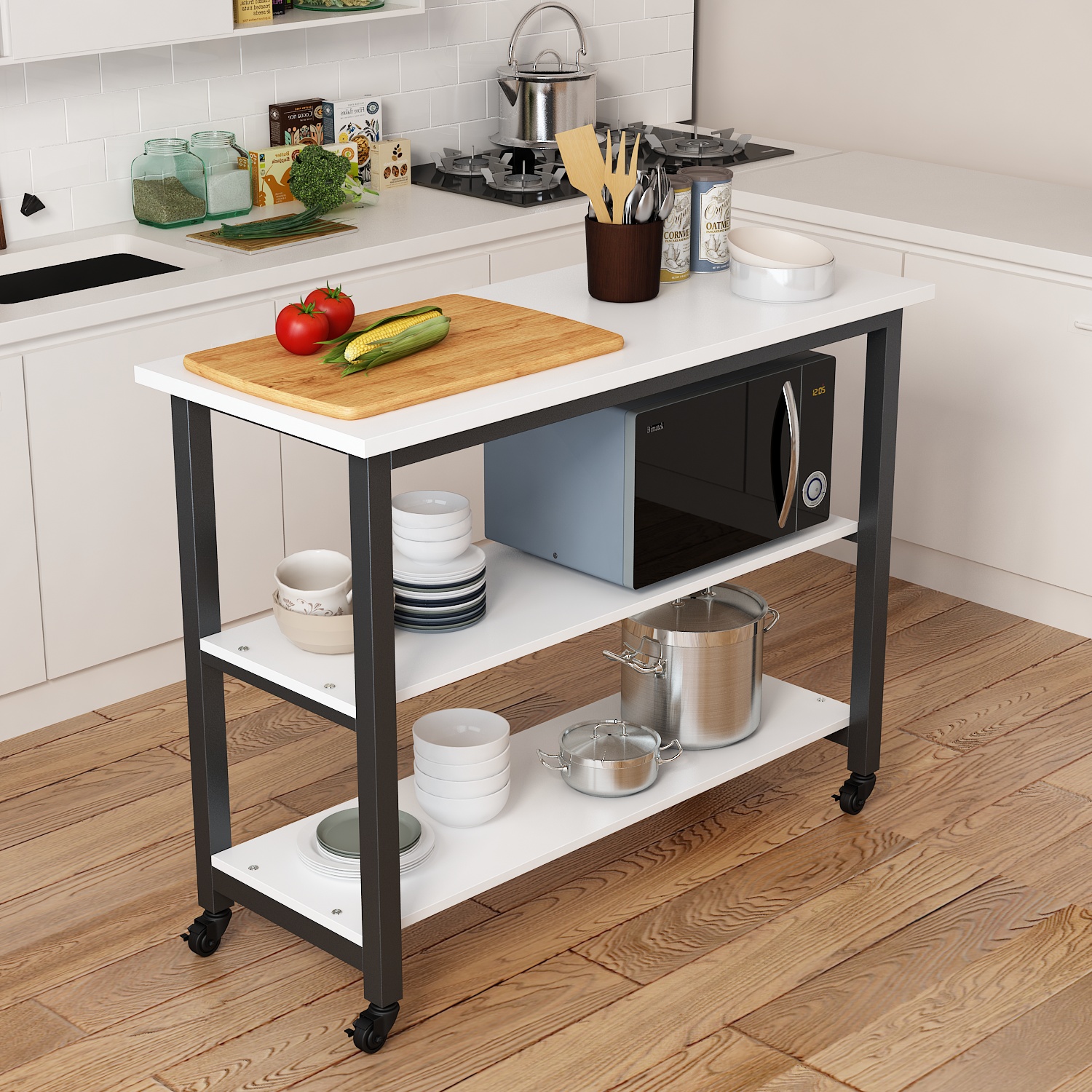 厨房桌子双层小长桌子简易长方形可移动切菜台家用桌子多功能定做