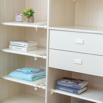 可伸缩衣柜衣服收纳分隔板衣厨柜子分层隔断板鞋柜厨房浴室置物架