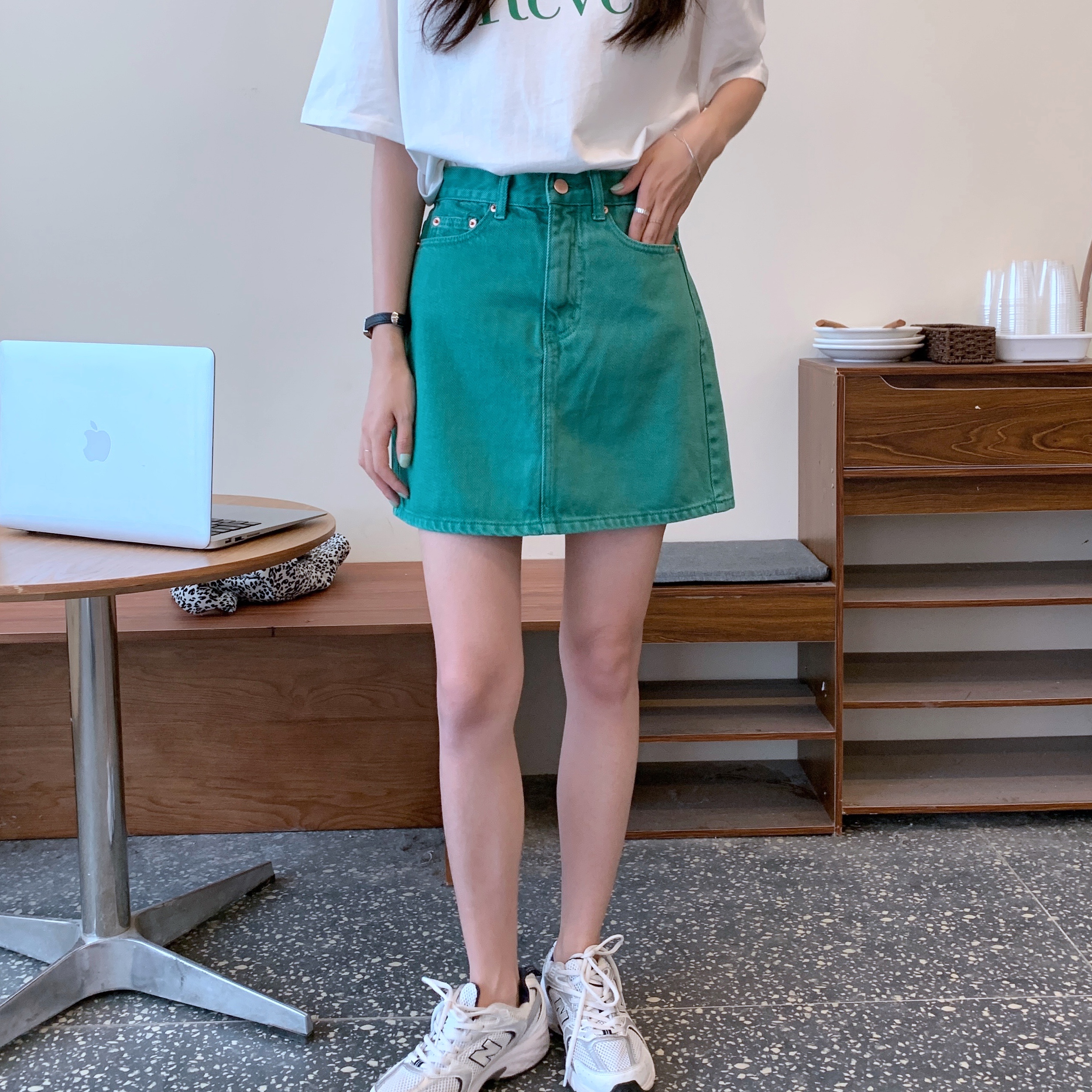 singsong2021新款夏季高腰显瘦牛仔裙纯色百搭短款半身半身裙