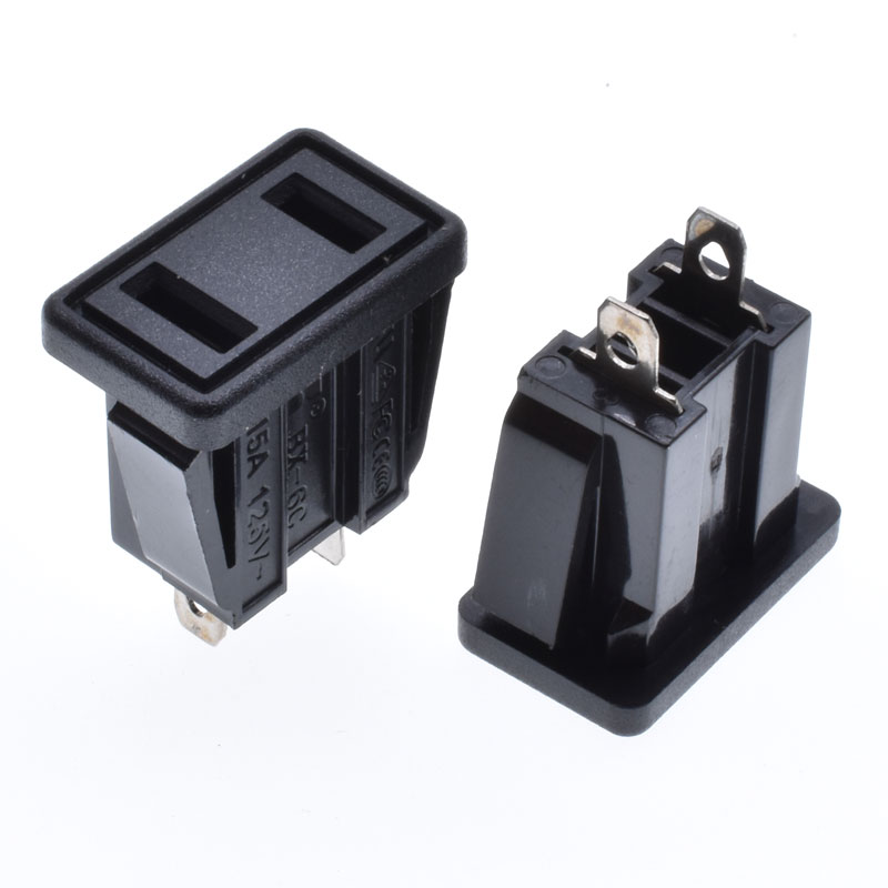 二插国标美标电源插座嵌入式卡式两脚2孔ac交流电源插座