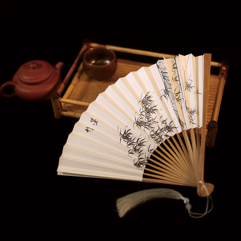 扇子吉善8寸30方印刷男扇折扇中国国风油竹扇子