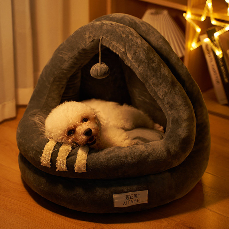 狗窝狗狗窝狗猫咪小型冬天熊小型迪比泰迪封闭式狗窝