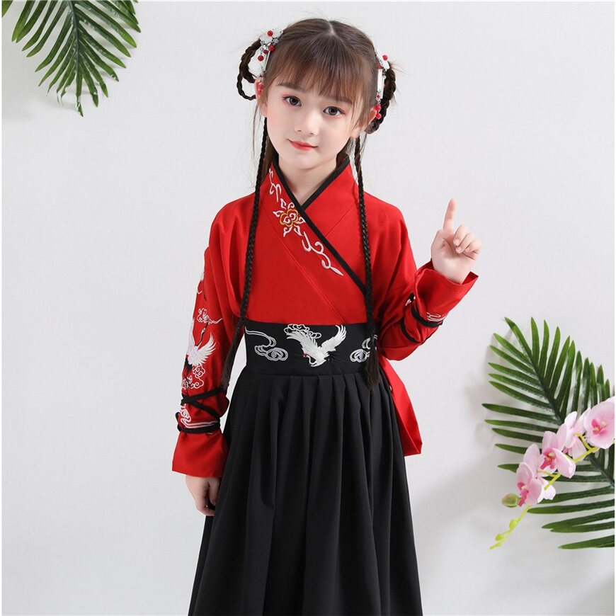 儿童女童汉服中国国风秋冬唐装民族风复古古装民族服装