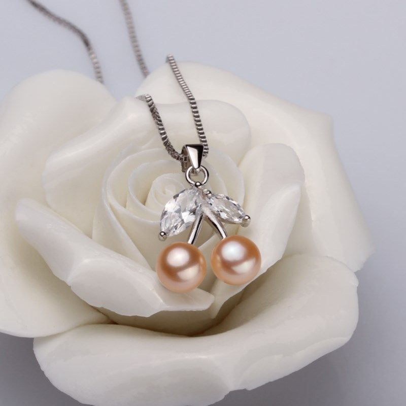 diy配件双珠款天然珍珠项链吊坠半成品空托可配项坠