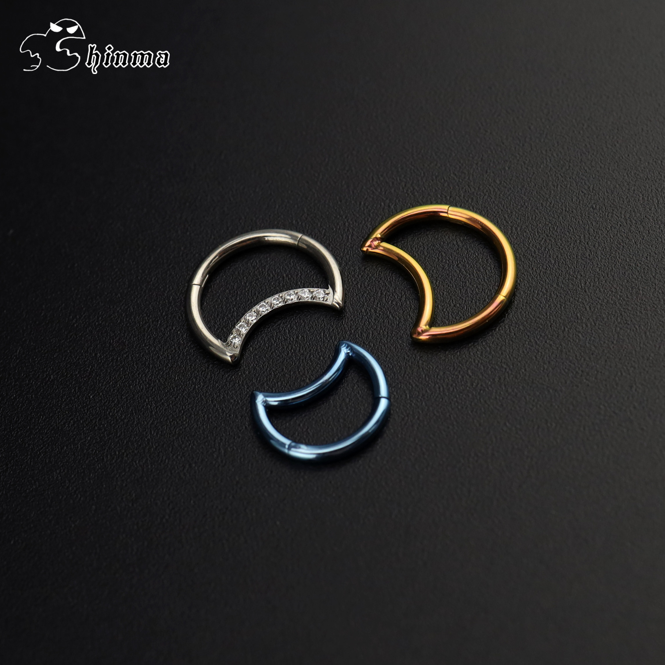 shinmag23纯钛钛合金月亮微笑卡扣鼻中隔鼻环鼻圈耳环其它首饰