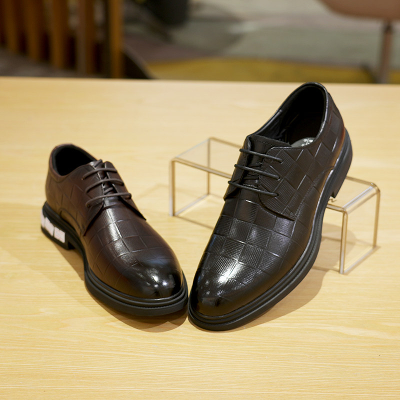 harson哈森男鞋2022秋季新款商场同款格纹商务正正装皮鞋
