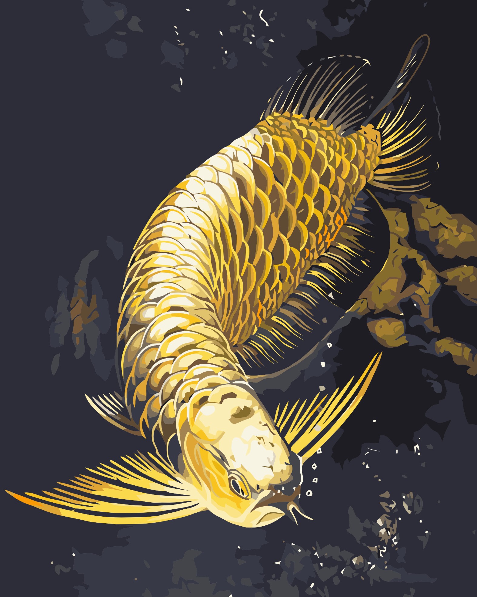 领典diy数字油画客厅手绘手工填色金龙鱼卧室挂画油彩装饰画包邮