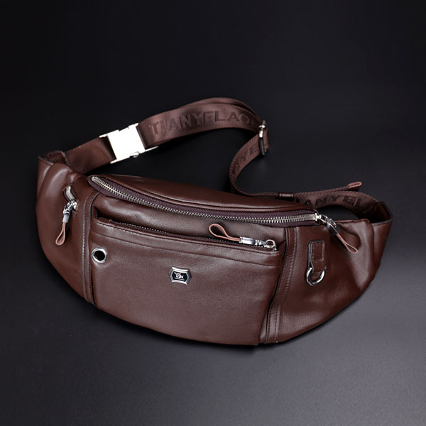 男士真皮腰包包头牛皮胸包休闲单肩斜挎包多功能男士包袋