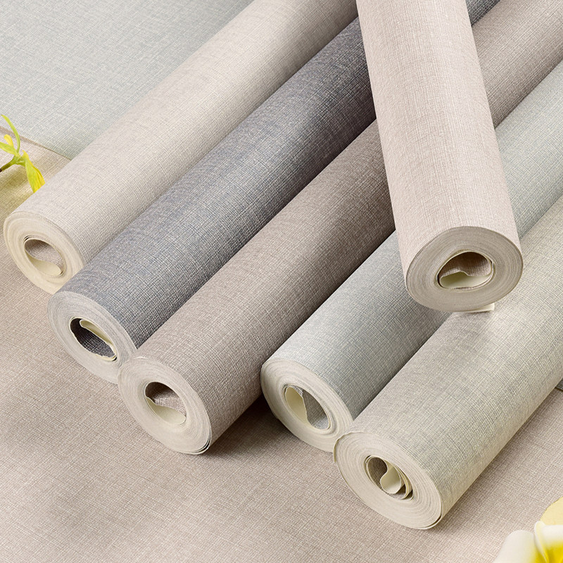 素色亚麻墙纸pvc防水防潮壁纸现代简约客厅卧室pvc墙纸