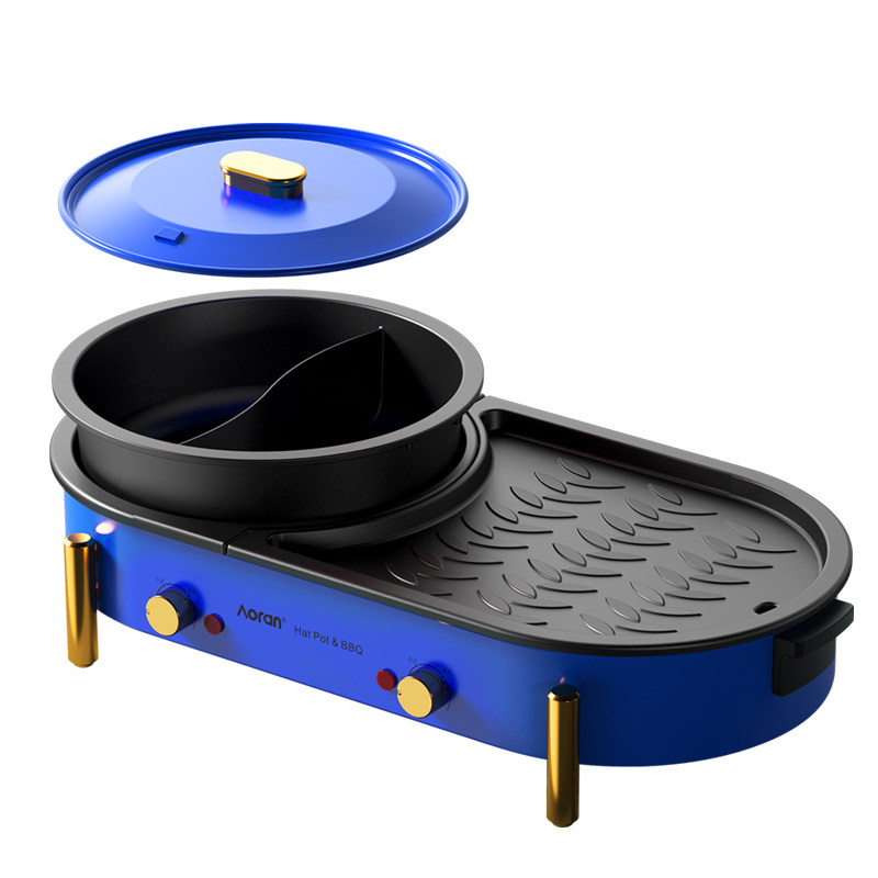 奥然多功能火锅涮烤一体锅电烧烤炉家用韩式网红两用烤盘煎烤肉机