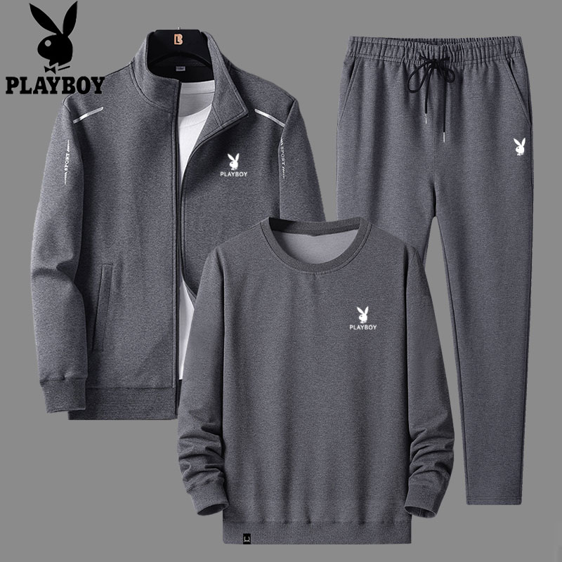 花花公子卫衣男运动服休闲套装春秋季2022新款中老年爸爸春装外套