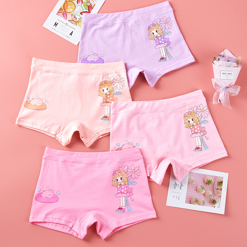 女童内裤平角四角裤头纯棉6中大童8小女孩10小学生儿童短裤内12岁