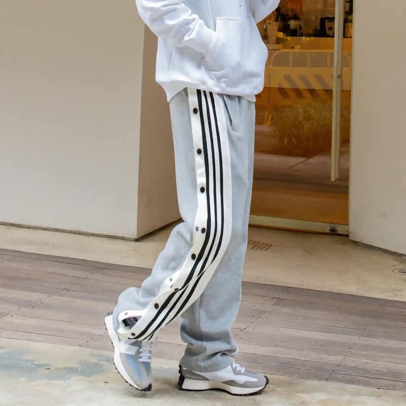 cba篮球裤排扣扣裤男运动训练fog三道杠直筒阔腿运动长裤