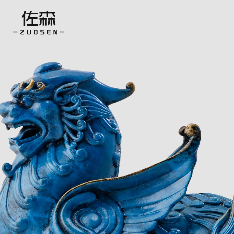 佐森黄铜嘲风摆件招财开业送礼貔恘客厅玄关摆件