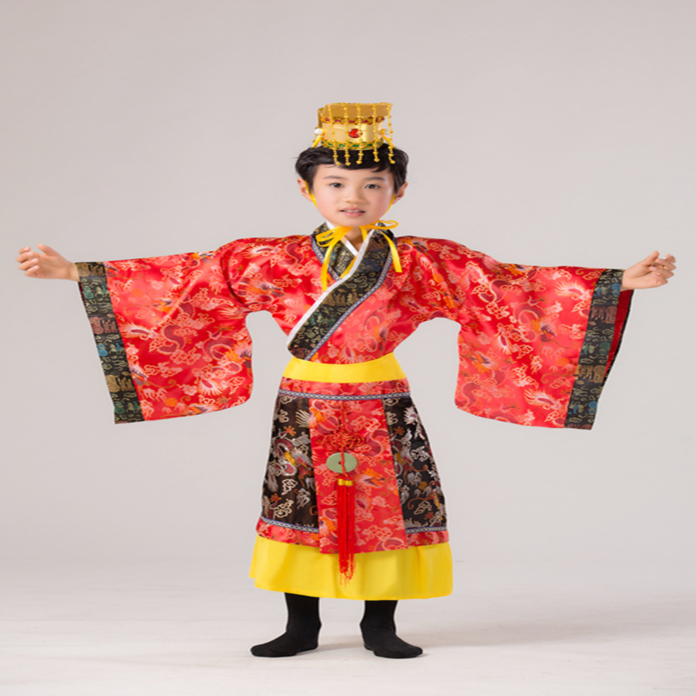 儿童皇帝古装演出服太子服汉服中国风汉唐秦始皇民族服装