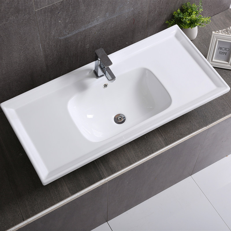 洗手盆台盆嵌入式方形一体陶瓷面盆卫生间柜盆台上半嵌入式洗脸盆