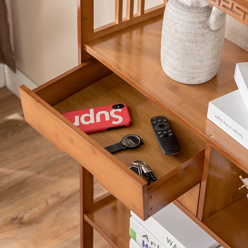 书架楠竹抽屉书柜现代简约落地创意书架