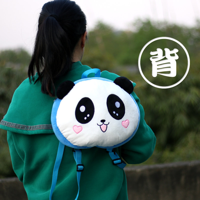 圆脸熊猫可爱儿童儿童书书包双肩包幼儿园背包超萌书包