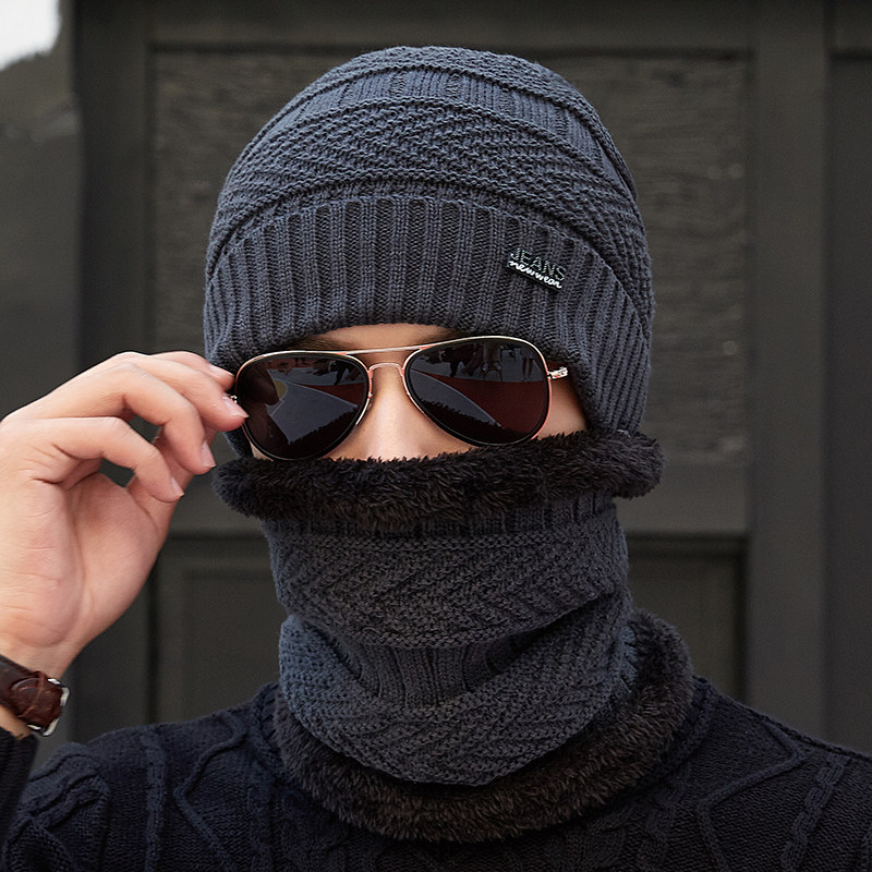 帽子男冬天加绒加厚青年韩版毛线帽秋冬季针织帽套包头棉帽保暖潮