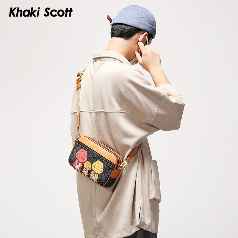 khakiscott恐龙包男士新款国潮ins小斜挎包夏季单肩包女相机包