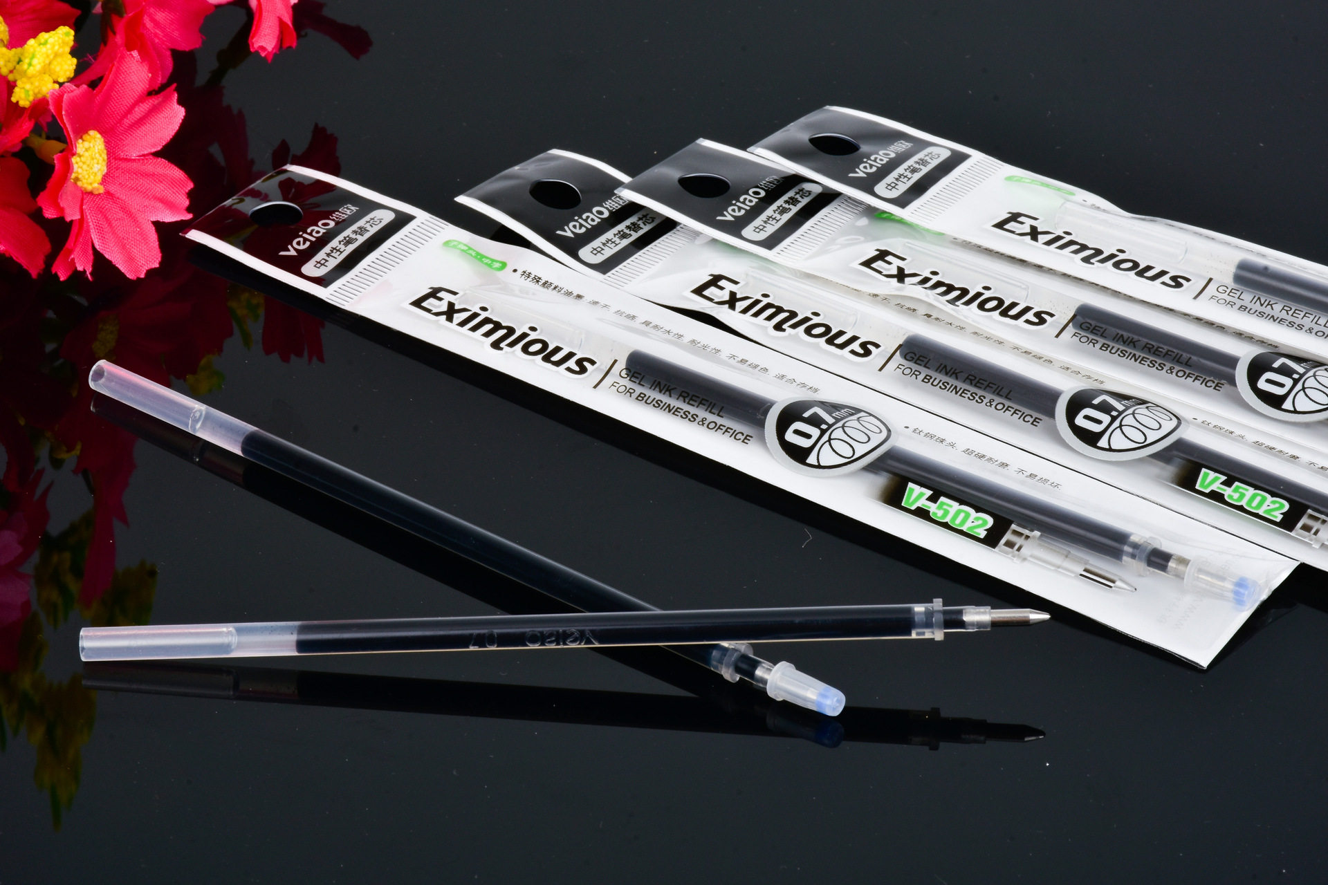 笔芯维欧中性中性笔常规替芯黑色通用1.0mm20支替芯