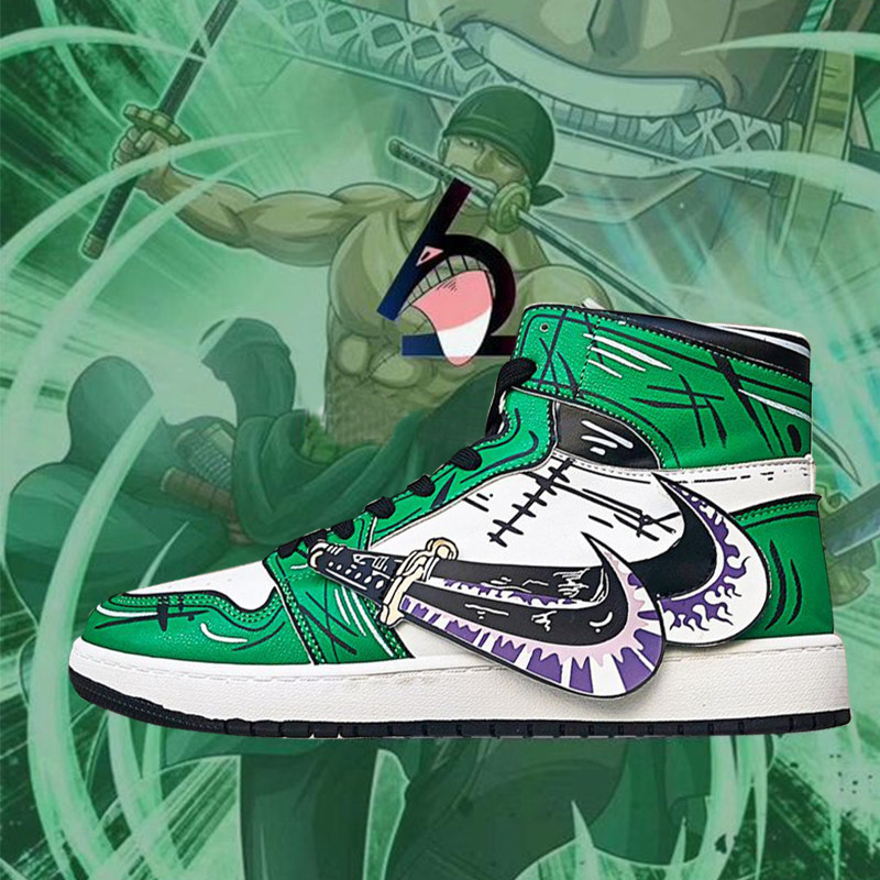 aj男鞋空军一号高帮鞋海贼王联名索隆潮鞋高邦鞋男高帮鞋