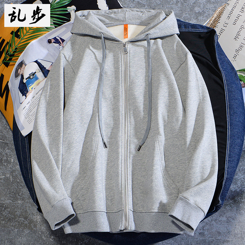 原宿风宽松开衫连帽oversize男女装卫衣运动潮牌学生加绒外套拉链