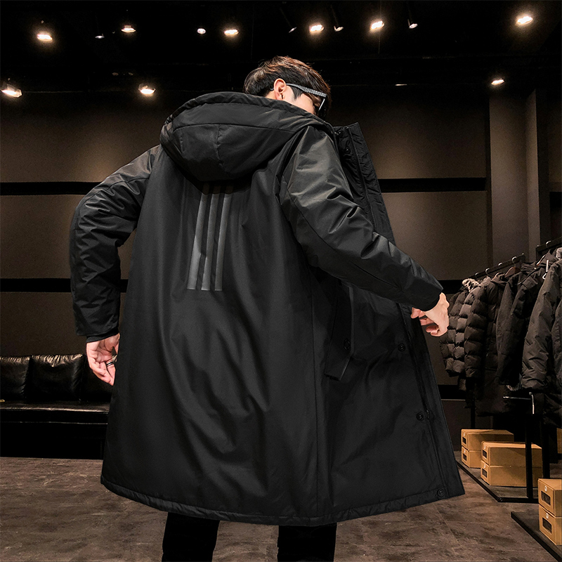 品牌专柜正品运动羽绒服男中长款大码胖子防寒服连帽过膝东北潮牌