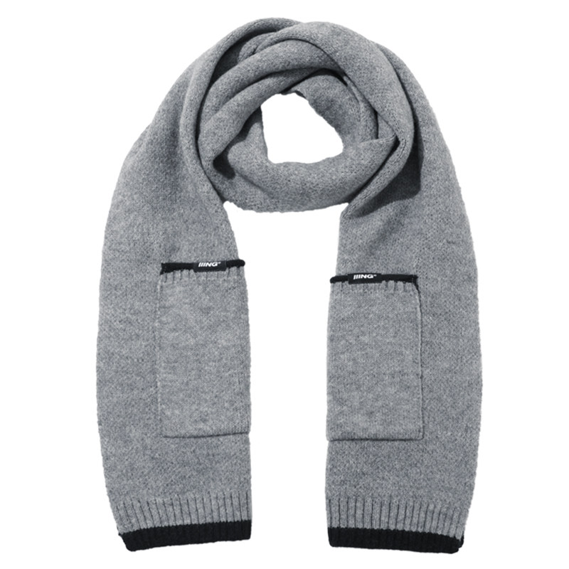 iiing帽控围巾冬季女高高级设计感拼色口袋防风围巾