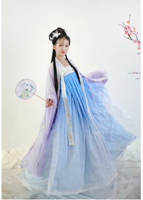 【现货】原创汉服正6米齐胸襦裙大袖衫三件套刺绣渐变闺蜜小凤凰