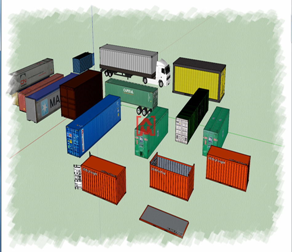 集装箱su草图大师远洋建筑单体模型设计sketchup设计素材