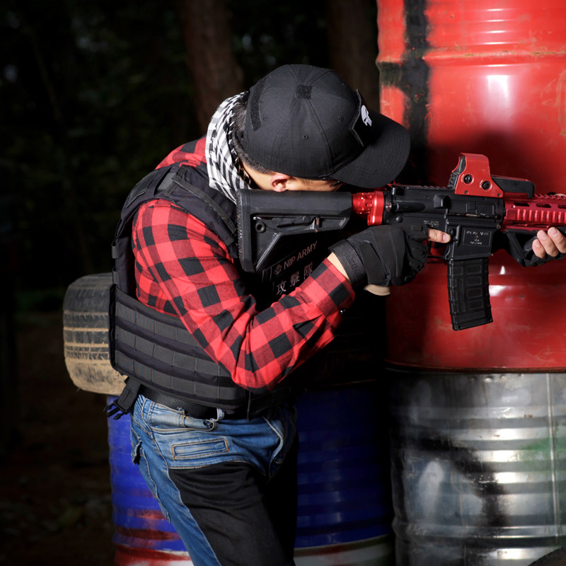 nip红黑战术格子衫 程序员理工男衬衣老实人lsr修身春秋长袖衬衫