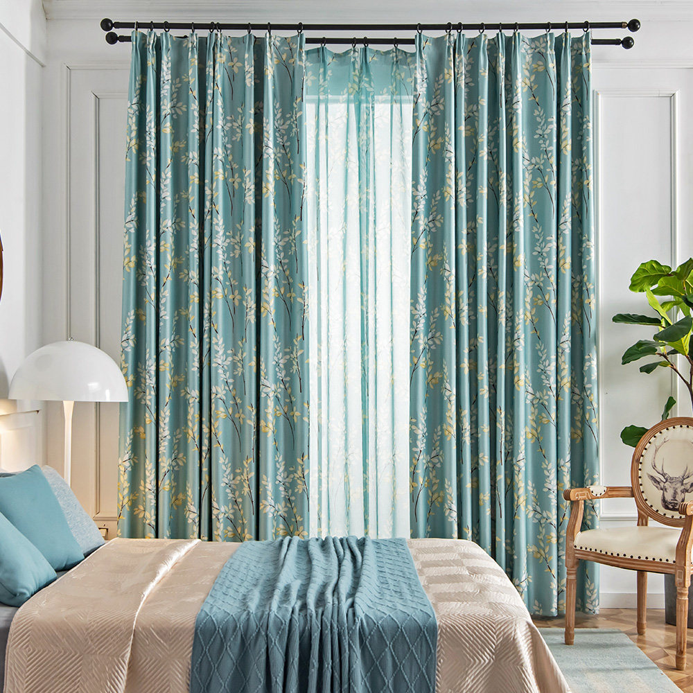 美式窗帘布窗帘成品遮光飘窗儿童田园防晒卧室定制窗帘