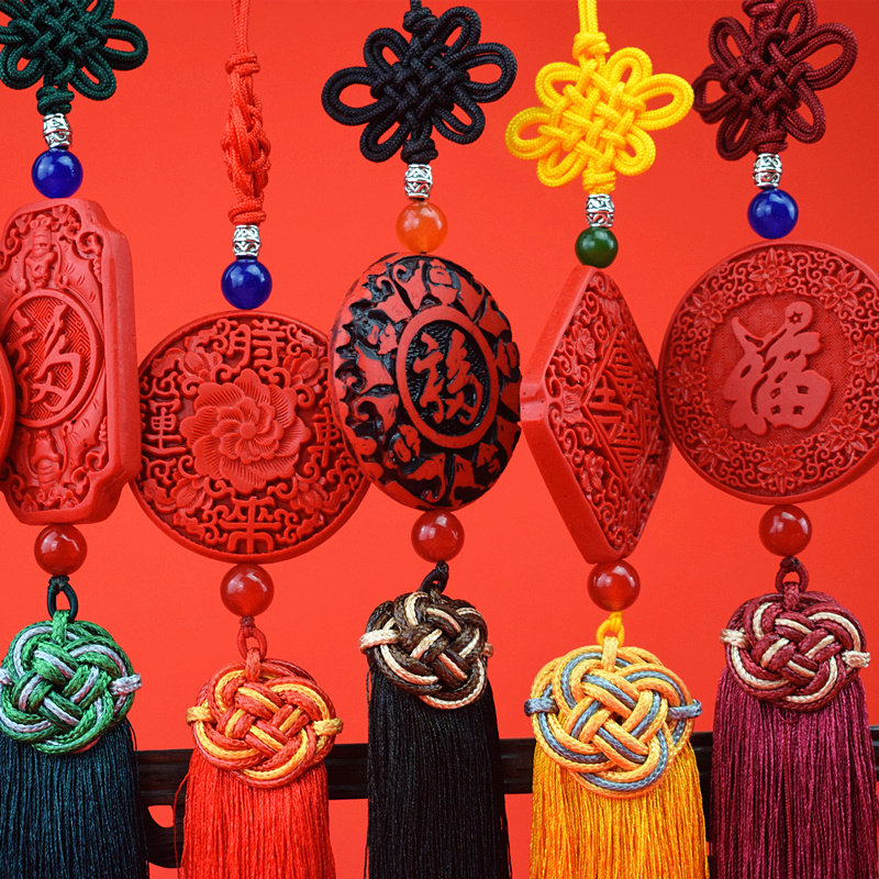 中国结雕漆车挂件饰品北京传统特色手工艺品出国外事中国结