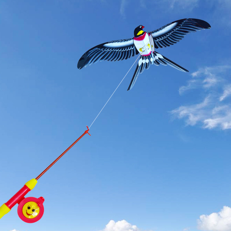 手持钓鱼竿小风筝儿童专用小孩微风易飞迷你风筝