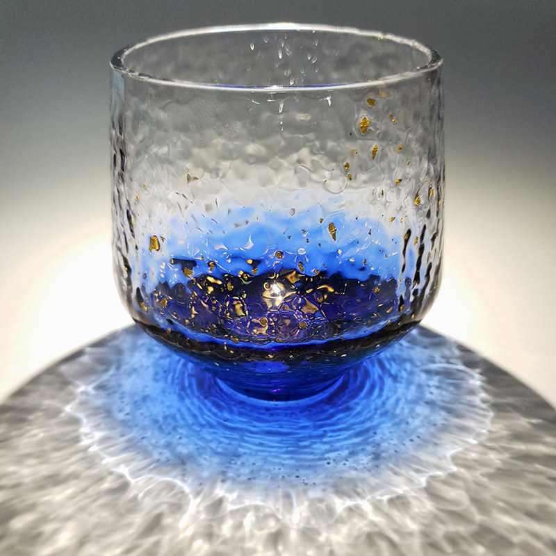 日本网红星空杯八千代窑宇宙星空杯子抖音水晶锤纹玻璃杯星空水杯