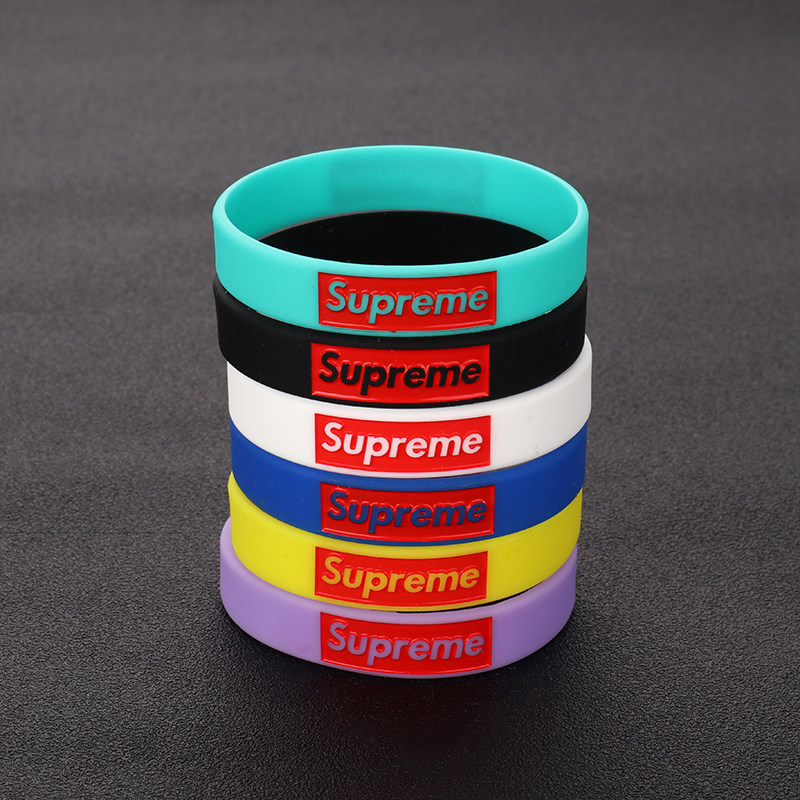 欧美潮牌运动情侣硅胶supreme手环个性学生夜光篮球球迷用品