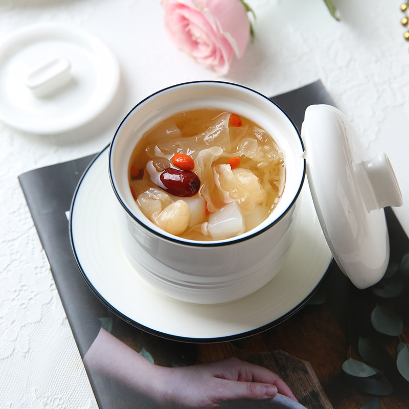 燕窝炖盅陶瓷隔水小号蒸蛋碗甜补品双盖养生汤煲家用内胆汤罐炖罐