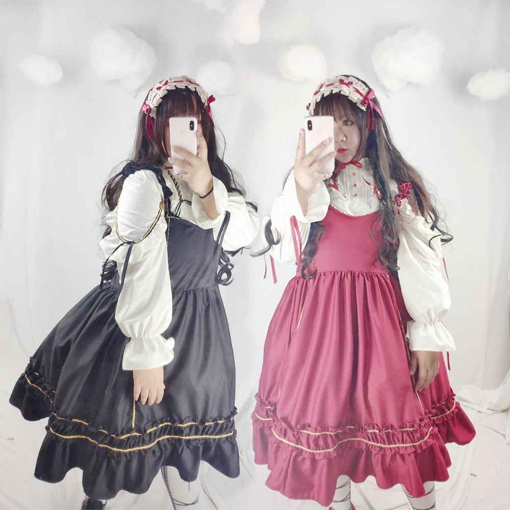 肉肉梦大码洋服lolita金线提偶哥特风胖mm软妹大码女装