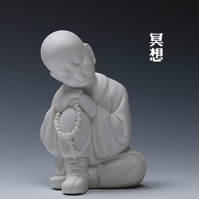 陶瓷静坐小和尚沙弥佛像工艺品家居装饰开业客厅礼品摆件