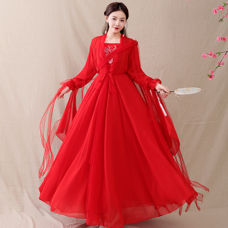 汉服女大摆齐腰抹胸款古装飘逸超仙气中国风仙女装舞蹈演出服春季