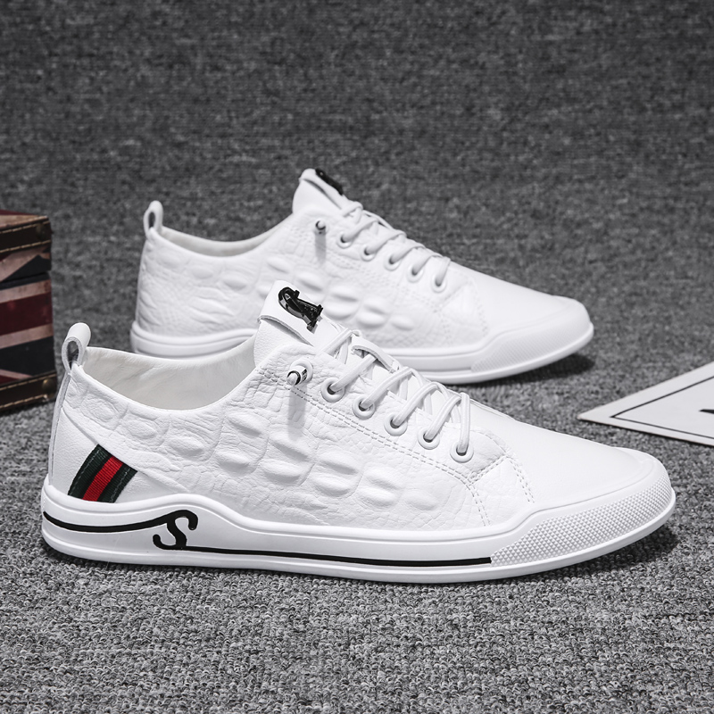 2022新款夏季透气男鞋秋季休闲皮鞋小白鞋男士一脚蹬豆豆鞋板鞋子