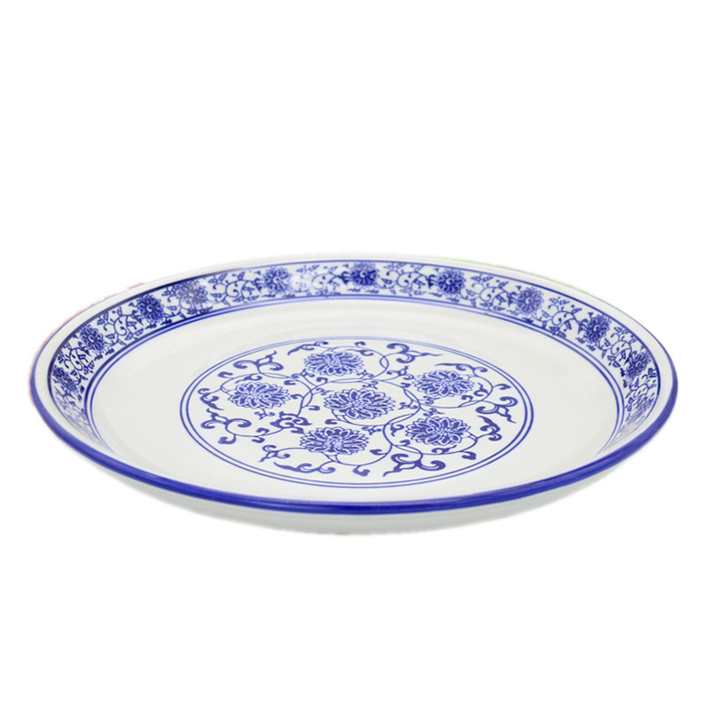 建兴发青花瓷饭盘 剁椒鱼头盘 圆形陶瓷盘子浅盘 餐盘青花凉菜盘