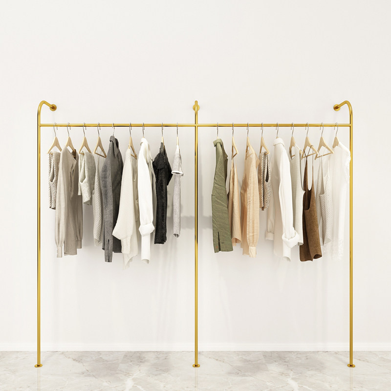 服装店上墙展示架男女装壁挂式衣服架子侧挂服装架货架落地式挂杆