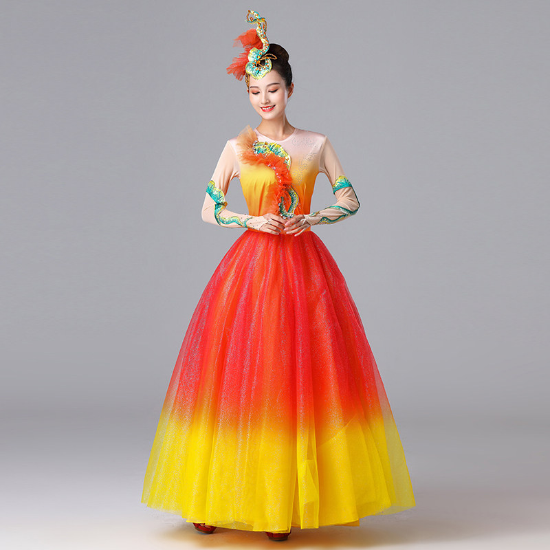 阿幸舞蹈服装演出演出服服饰伴舞抒情蓬蓬开场民族服装