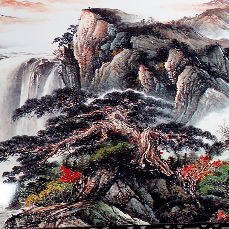 山水挂画中式客厅装饰画马到成功办公室山水画背景墙壁挂国画
