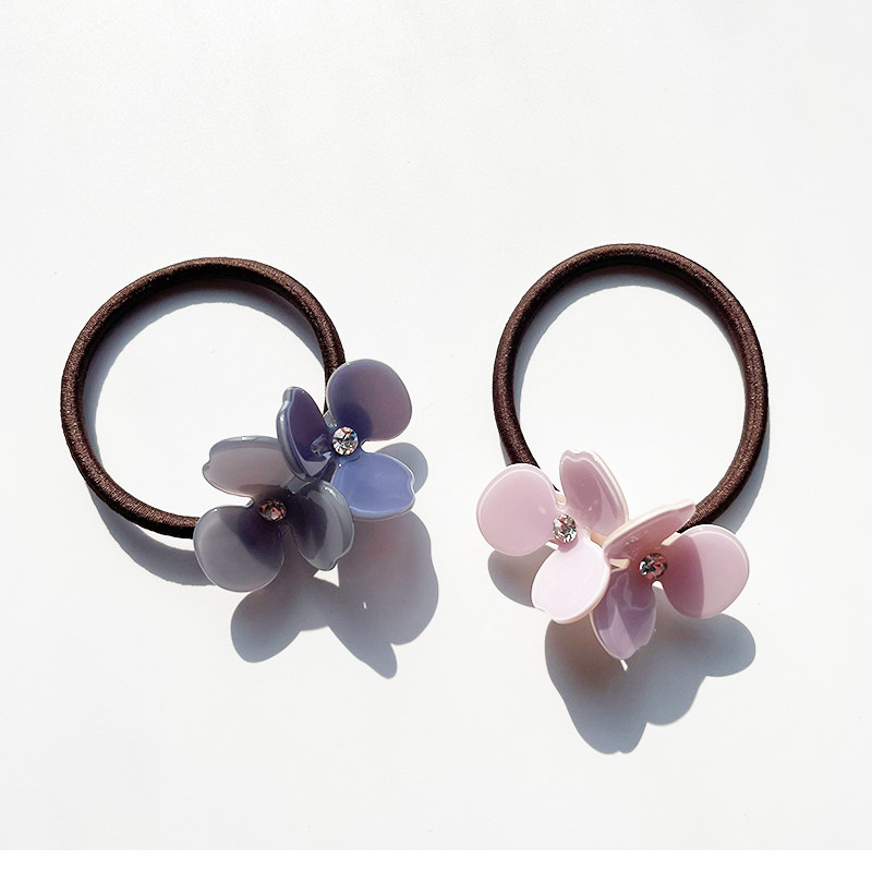 亚历山大同精致水钻三叶花女士马尾头绳气质优雅发饰