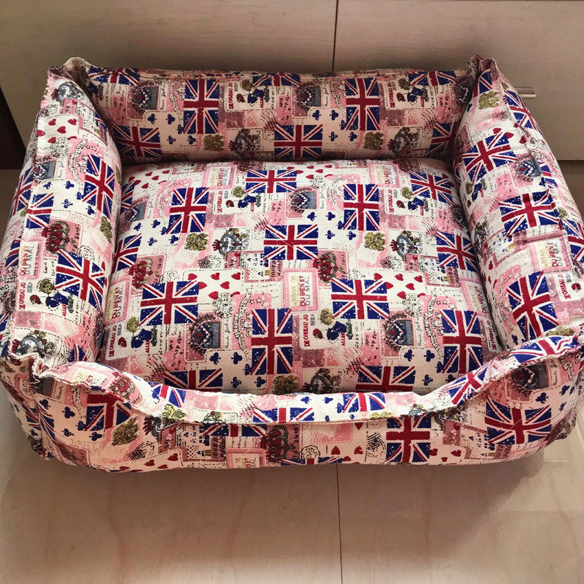 冬季手工diy狗窝猫窝拆洗纯棉帆布田园碎花狗窝