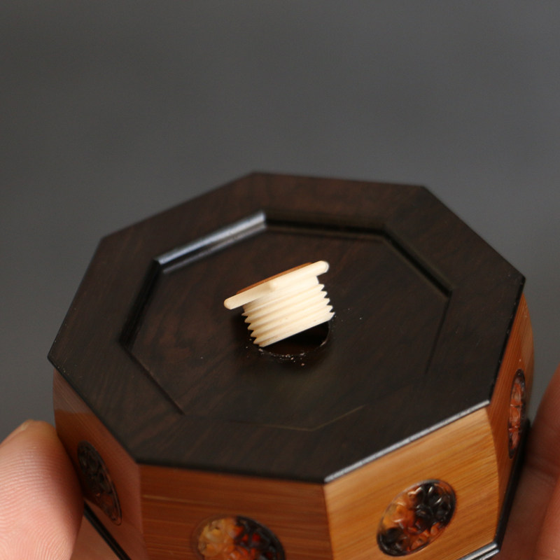 名家蛉盒竹制虫盒黄蛉鸣竹蛉八角形体虫张圣林万体虫茶道
